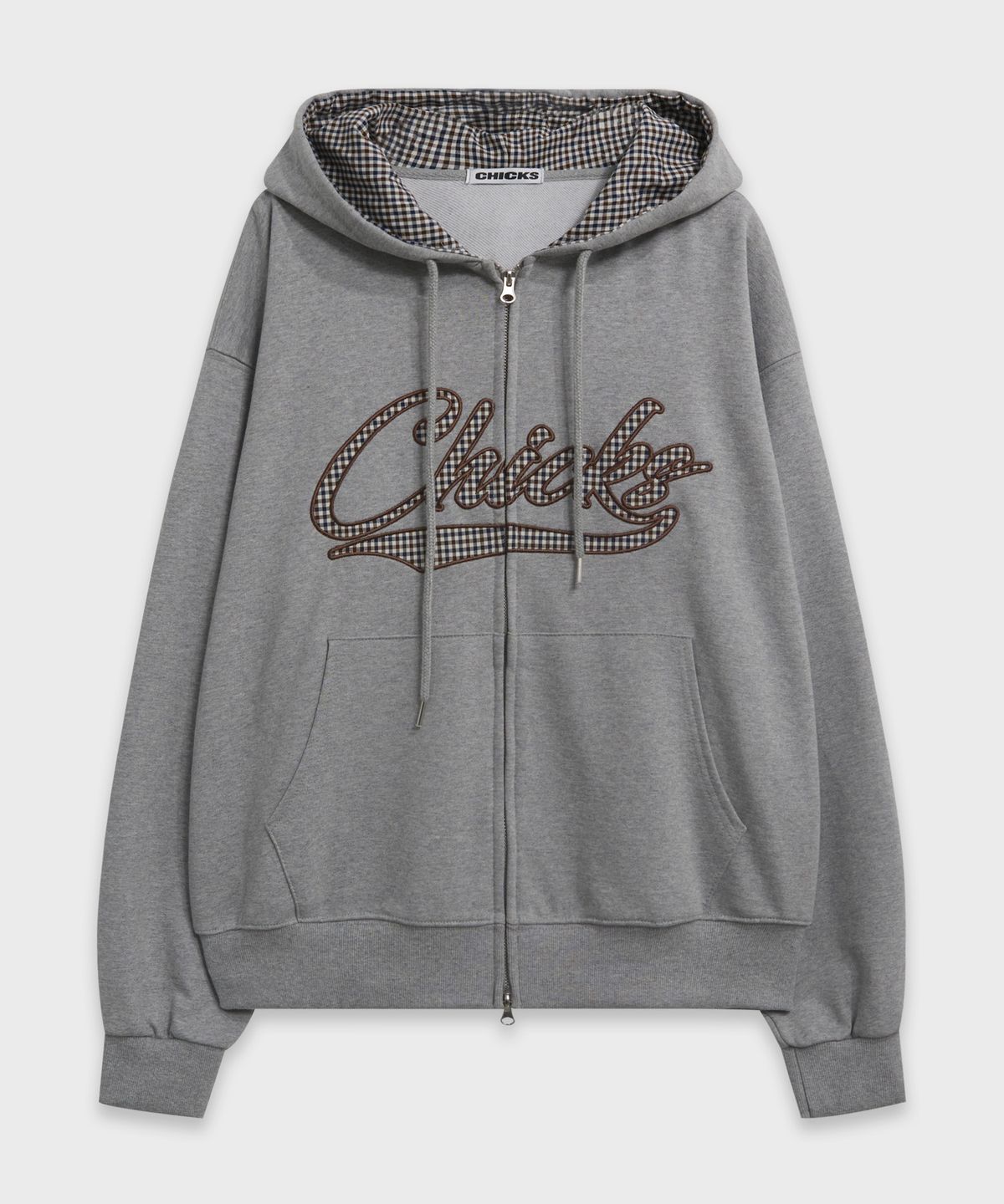 칙스(CHICKS) 테일로고 아플리케 후드집업 멜란지
