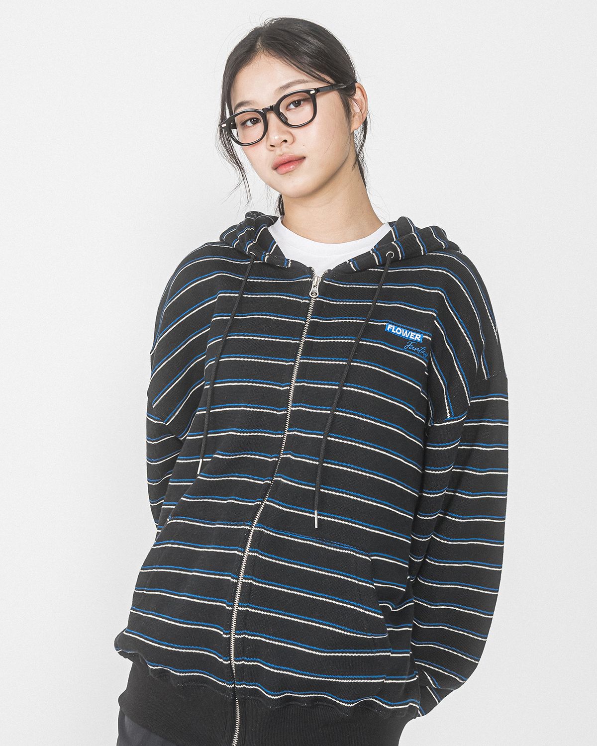 해비즘(HAVISM) FF STRIPE ZIP UP HOOD(BLACK)