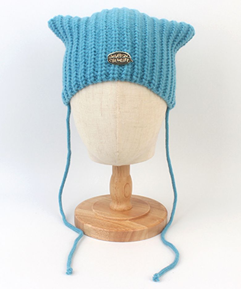 Cat Knit Blue String Beanie 고양이모자