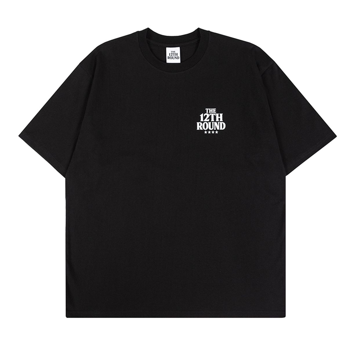 더트웰브라운드(THE 12TH ROUND) BLACK Oversized T-Shirt with Small THE 12TH ROUND Logo