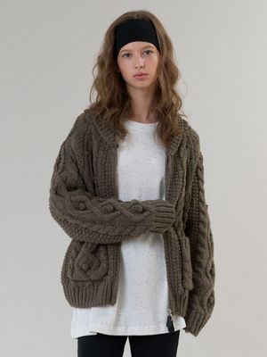 벨 빈티지 핸드메이드 카디건 (카키 브라운)