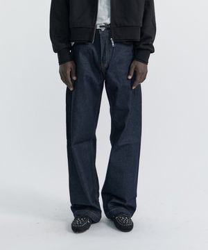 SEAMLESS CURVED DENIM PANTS - INDIGO