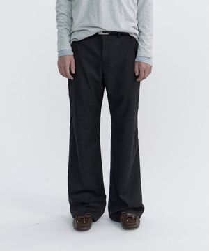 SLANT FLARE WOOL SILK TROUSERS - NEP BLACK