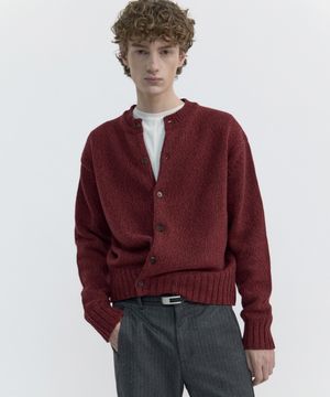 MIX YARN WOOL CARDIGAN - MELANGE RED