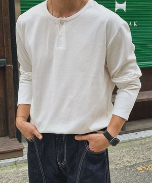 쏙쏙숨티 헨리넥 자동넣입 드롭 긴팔티 [M-8XL]