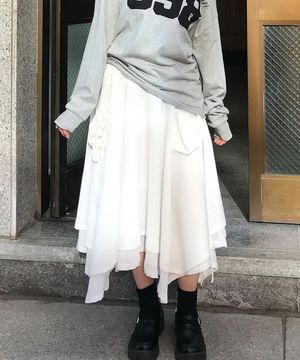 드롭아웃 포켓 레이어드 스커트 화이트