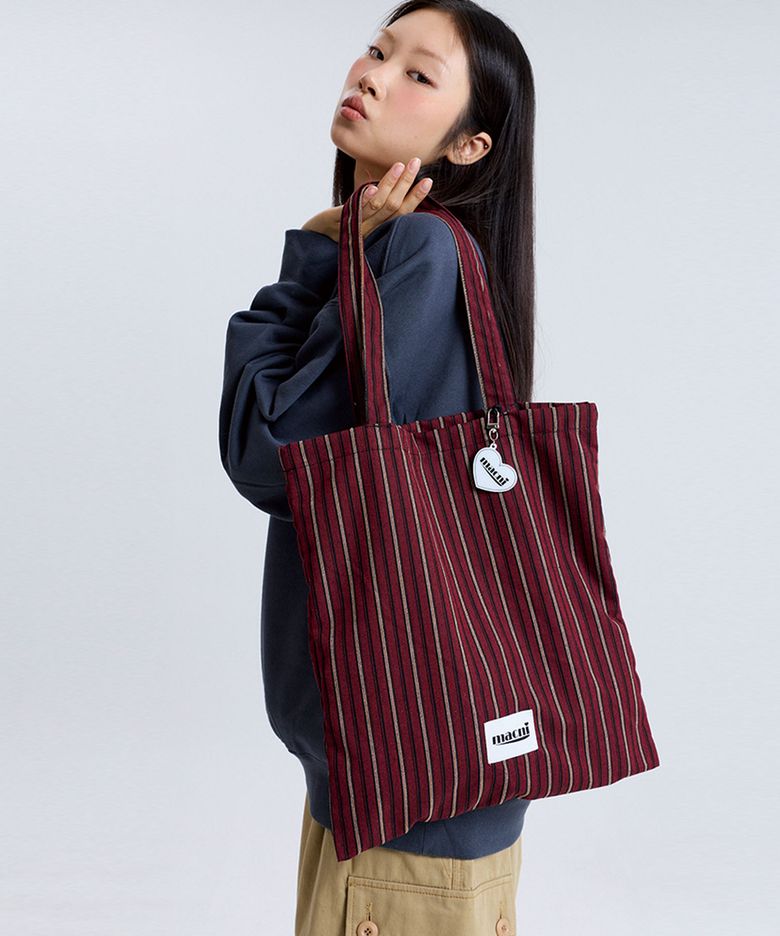 HEART STRIPE ECO BAG RED