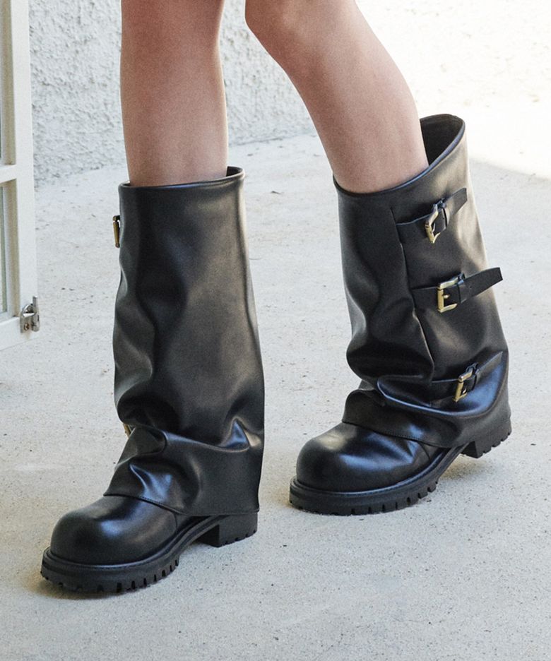 ljh7129 Triple Buckle Mid Boots