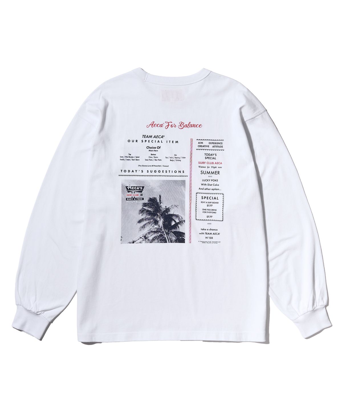 에이카화이트(AECA) AECA SURF CLUB LONG SLEEVE-WHITE