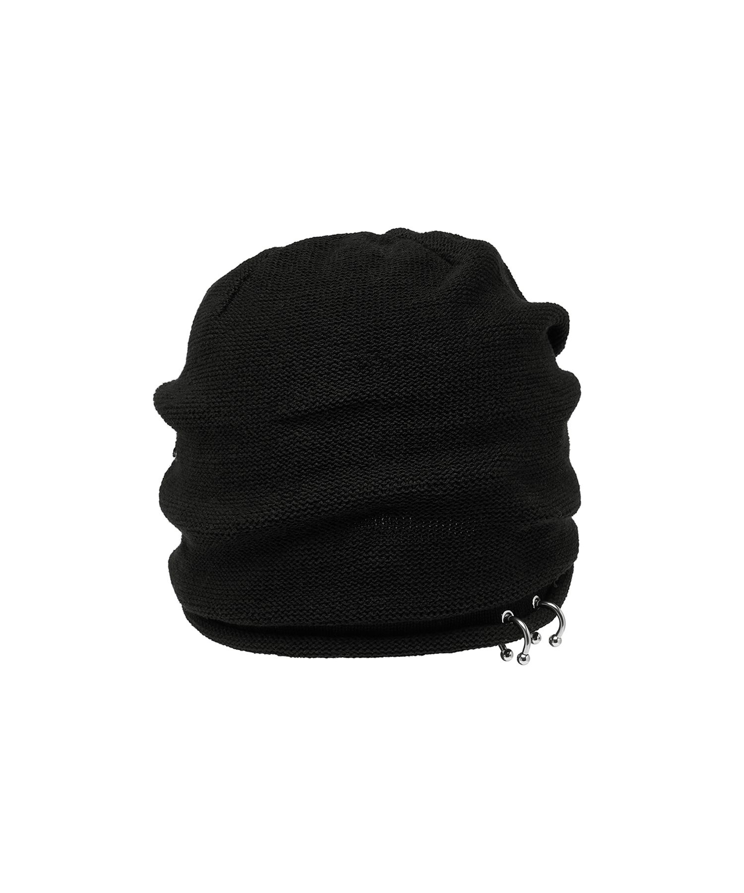 MUSINSA公式 | LECYTO Pierced Slouch Beanie_[Black]