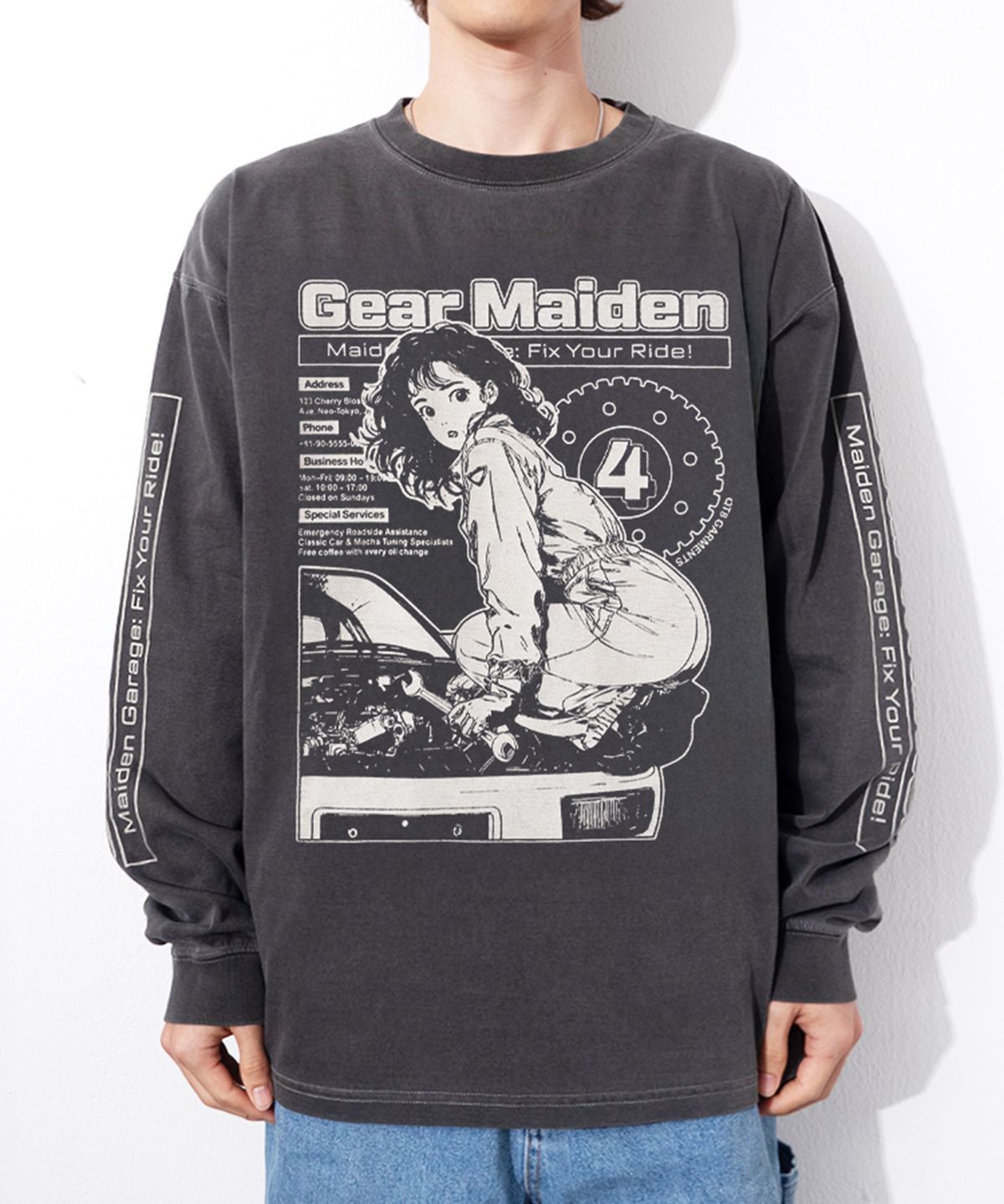 큐티에잇 가먼츠(QT8 GARMENTS) RG Gear Maiden Washed Long Sleeve (Charcoal)