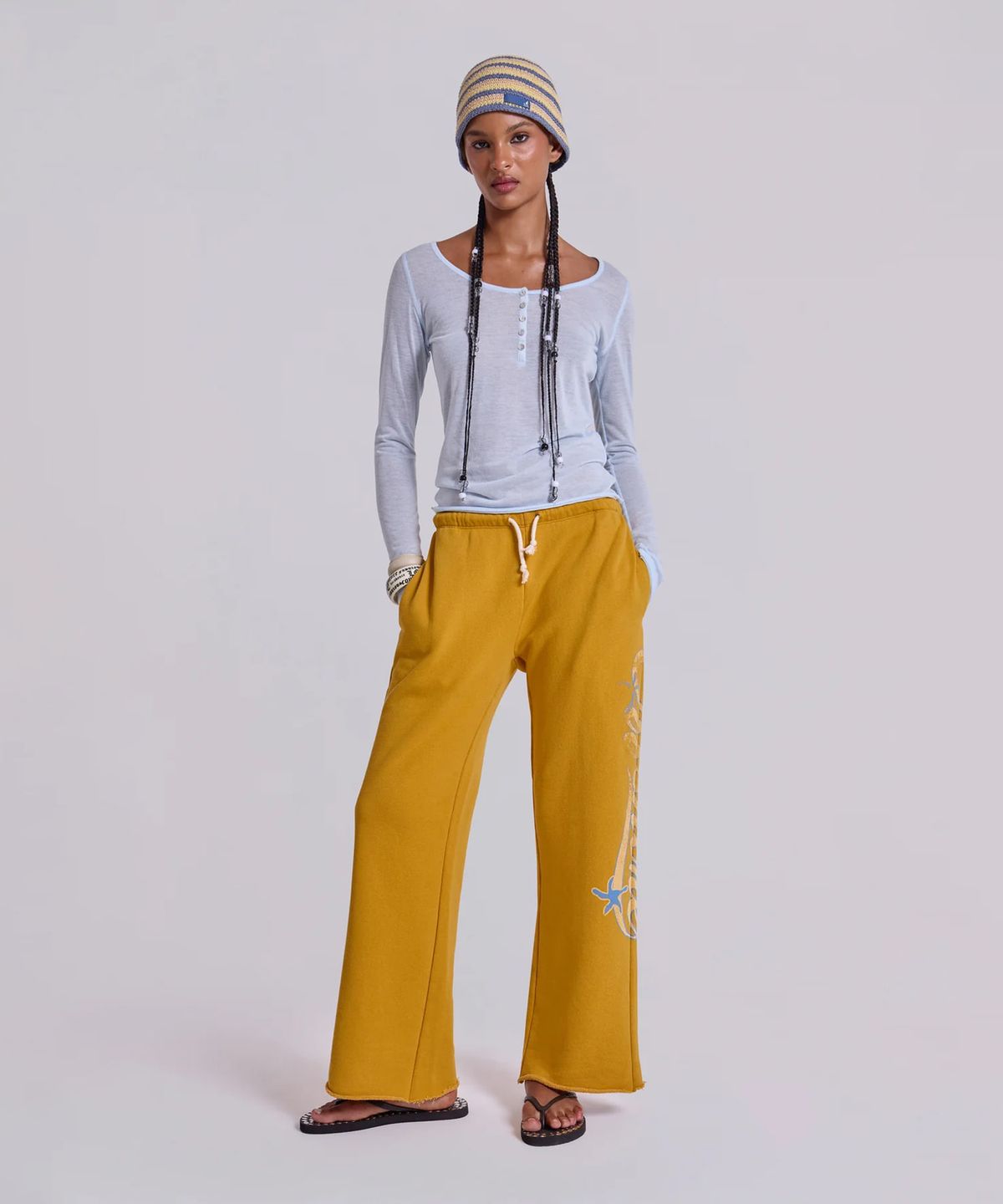 제이디드 런던(JADED LONDON) (W) 컷 오프 스트레이트 레그 조거 옐로우 CUT OFF STRAIGHT LEG JOGGER YELLOW