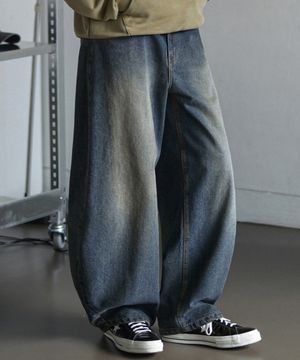 스머지 벌룬 와이드 데님팬츠 블루 MMLP6919