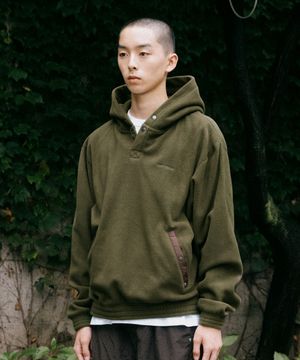 플리스 후드 - OLIVE