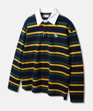 멀티 스트라이프 럭비 카라 롱 슬리브 BK7828_네이비