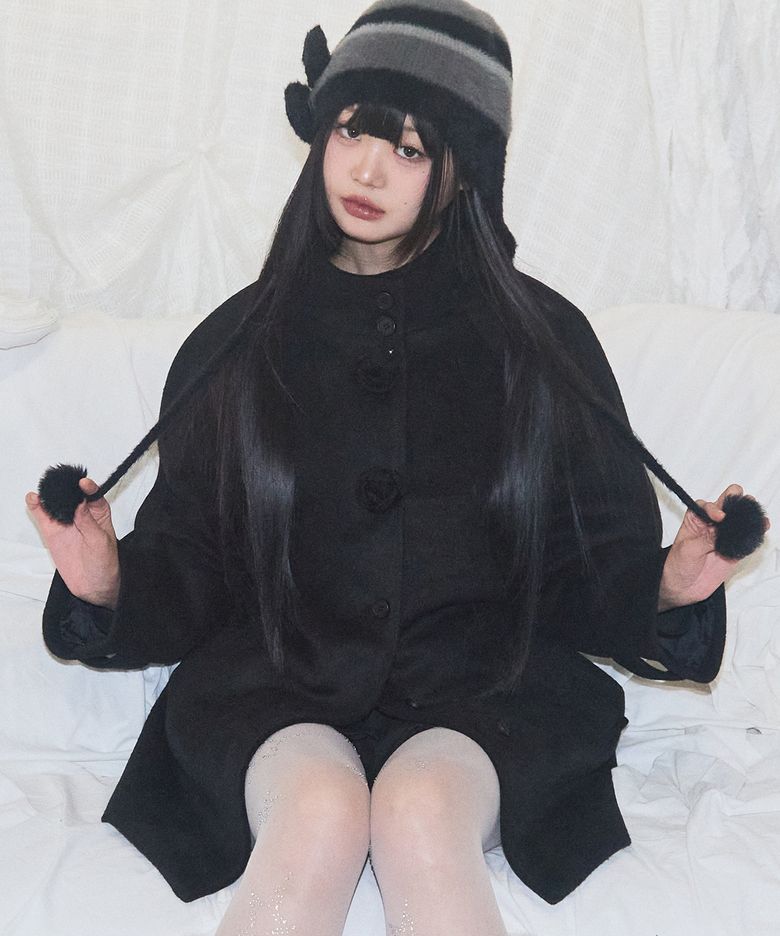 플레르 하프 코트 블랙