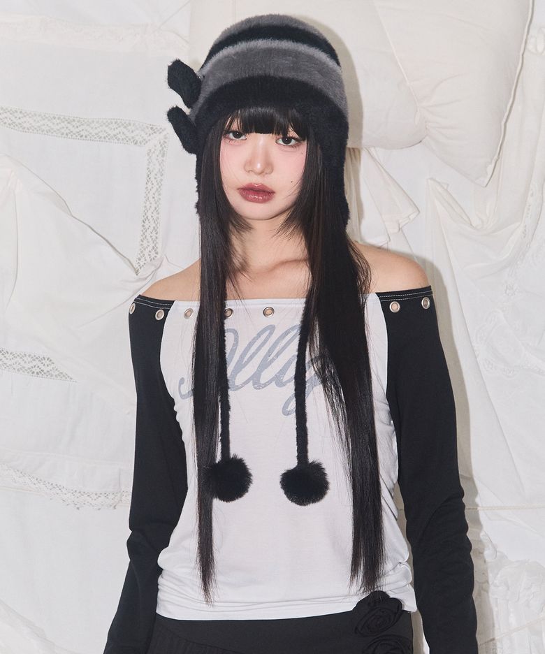 플레르 이어플랩 비니 블랙