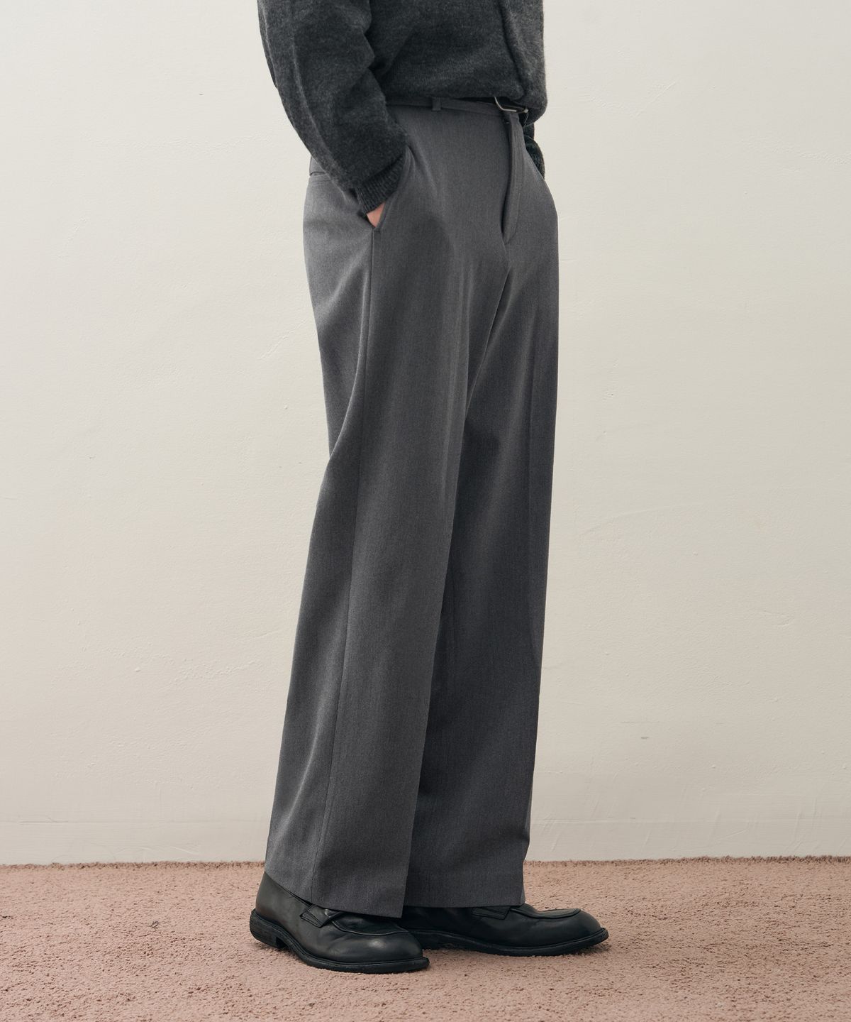 드로우핏(DRAW FIT) 기모 밴딩 와이드 슬랙스 [BRUSHED GREY]