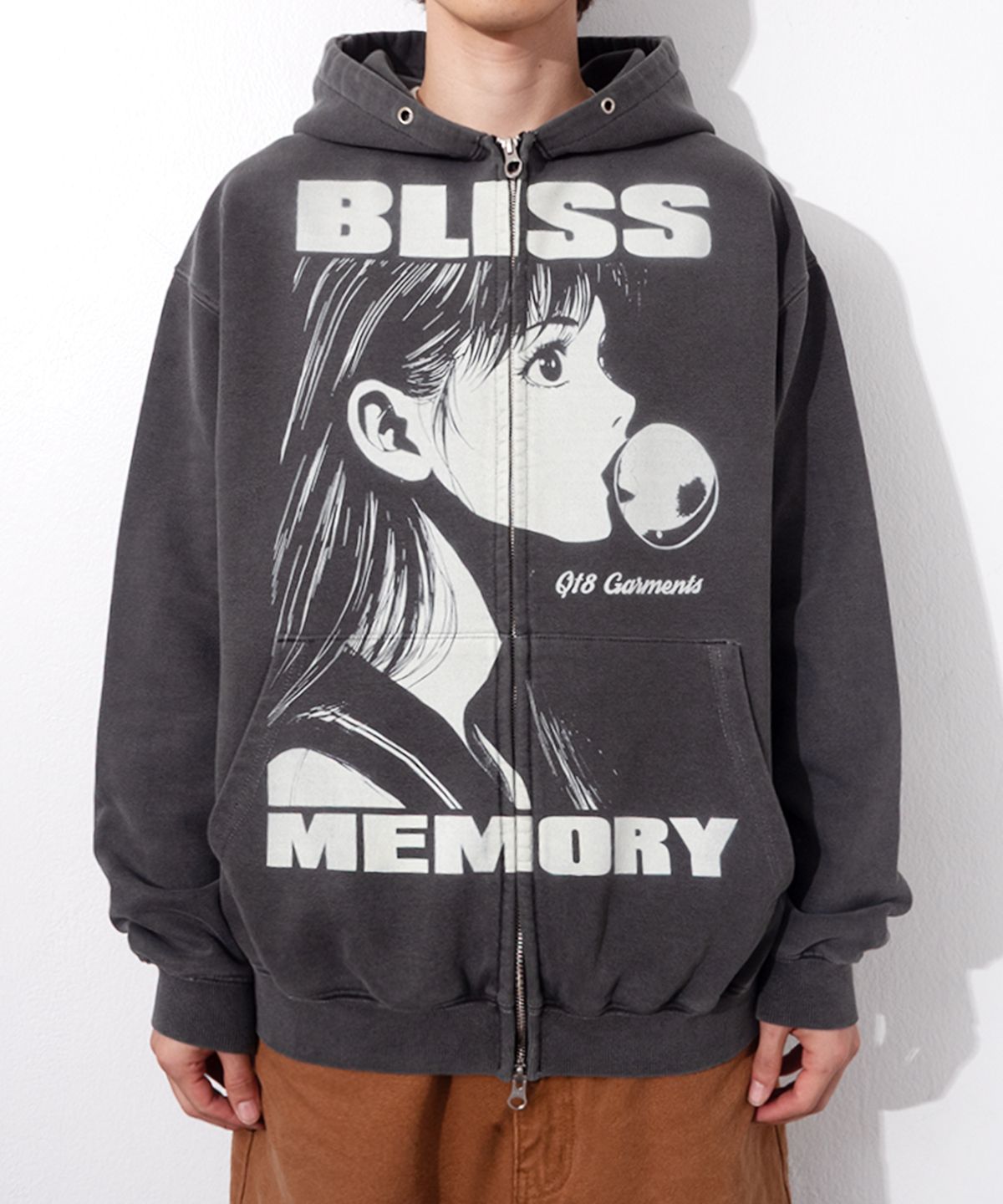 큐티에잇 가먼츠(QT8 GARMENTS) RG Bliss Washed Zip-up hoodie (Charcoal)
