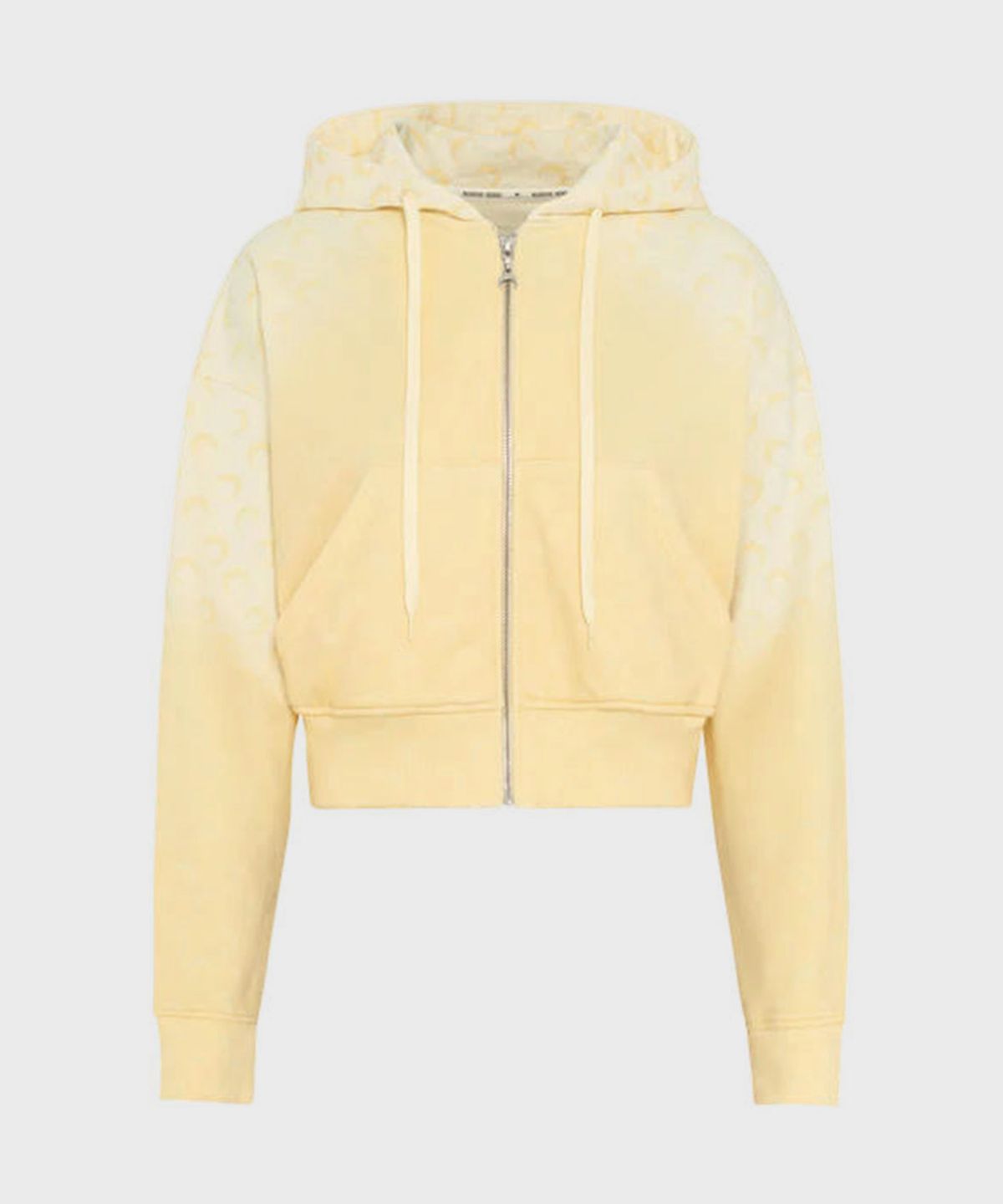 마린 세르(MARINE SERRE) (W) 페이디드 문 플리스 크롭드 집 후디 라이트 옐로우 FADED MOON FLEECE CROPPED ZIPPED HOODIE YE00 LIGHT YELLOW