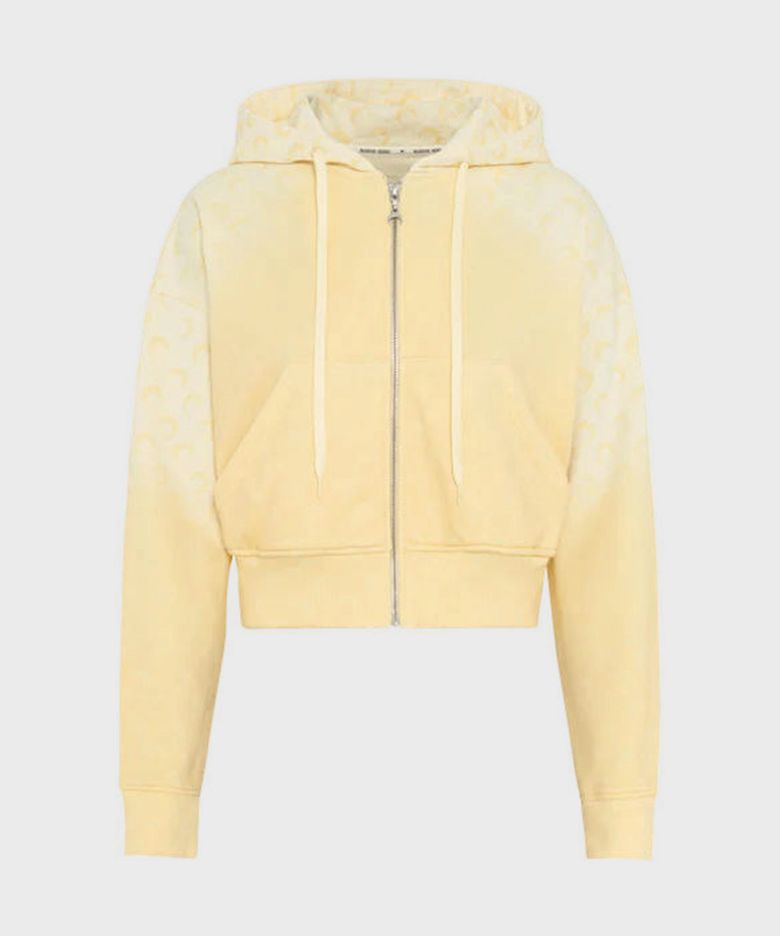 (W) 페이디드 문 플리스 크롭드 집 후디 라이트 옐로우 FADED MOON FLEECE CROPPED ZIPPED HOODIE YE00 LIGHT YELLOW