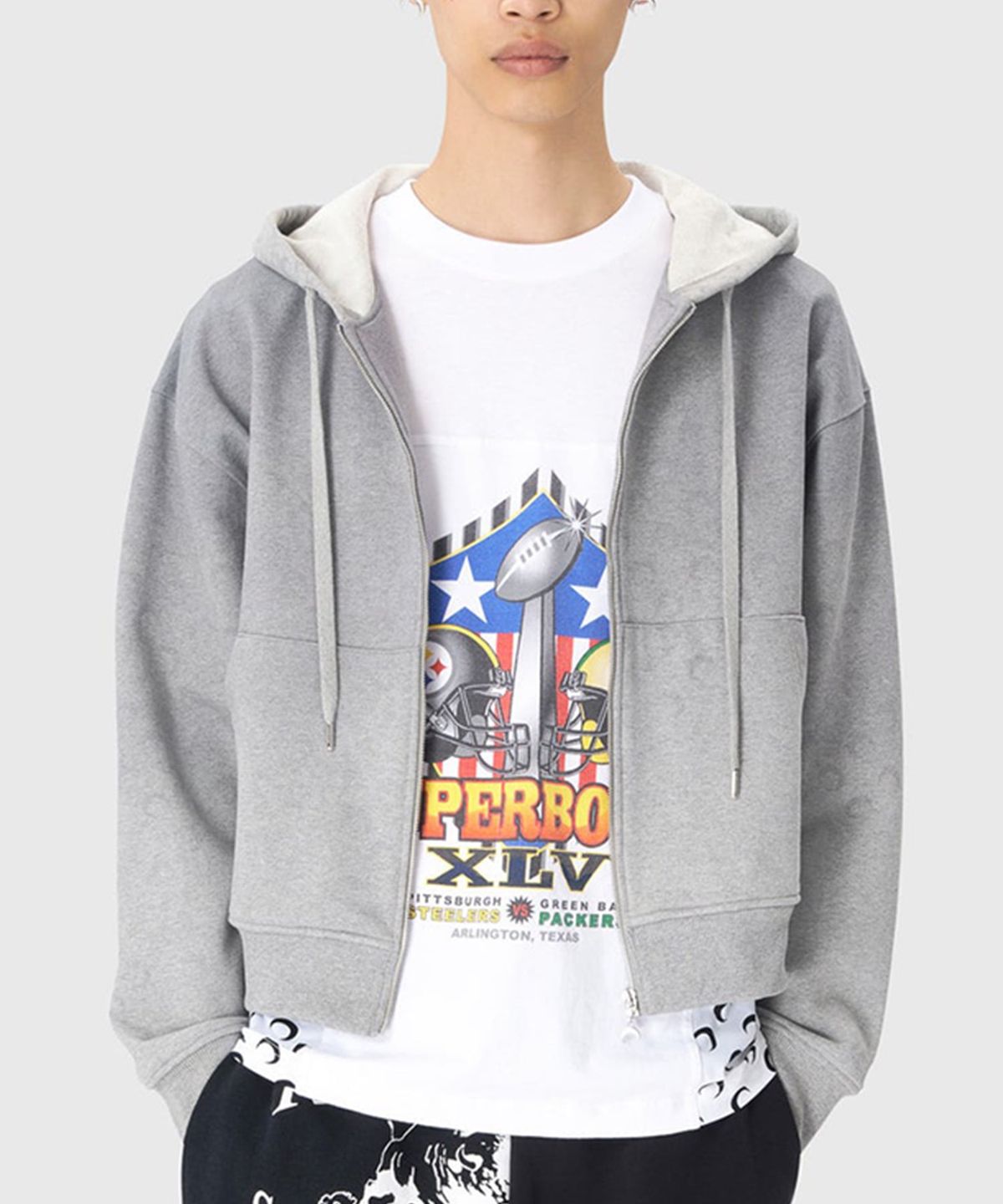 마린 세르(MARINE SERRE) (U) 페이디드 문 플리스 집 후디 다크 그레이 FADED MOON FLEECE ZIPPED HOODIE GR90 DARK GREY