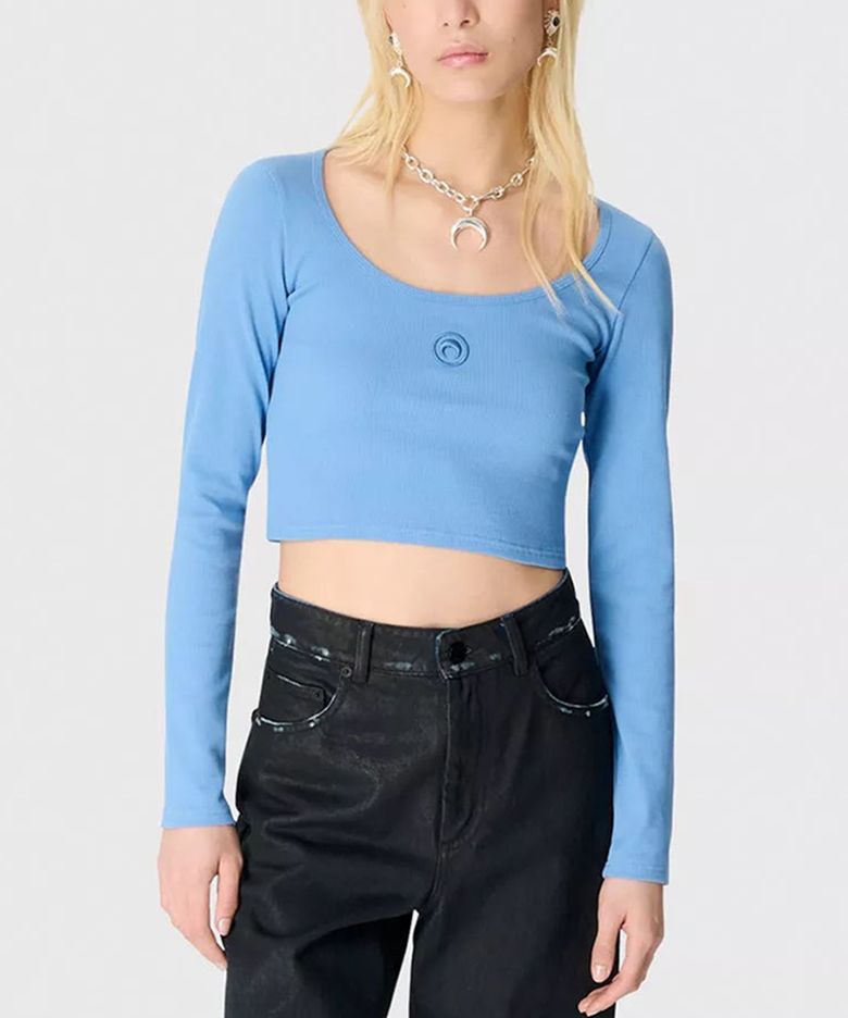(W) 문 로고 저지 롱슬리브 라운드넥 탑 블루 MOON LOGO JERSEY LS ROUNDNECK TOP BB01 BLUE BONNET