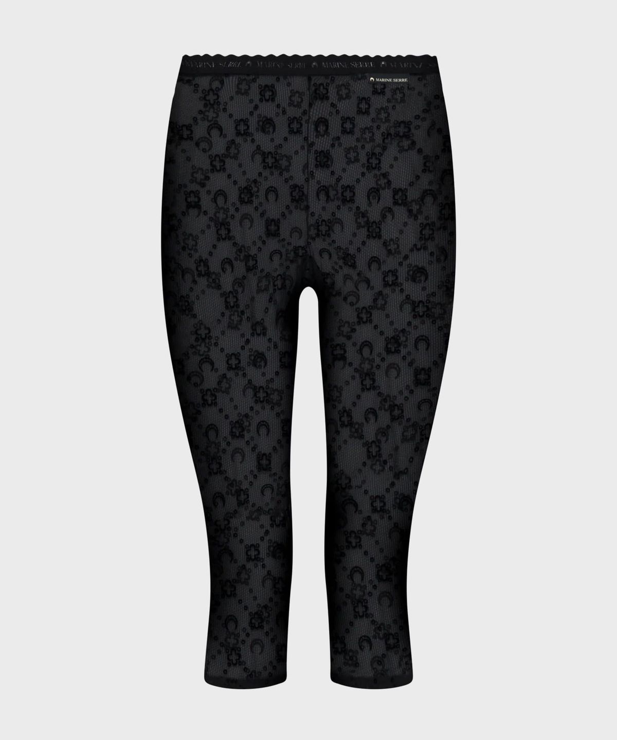 마린 세르(MARINE SERRE) (W) 무노그램 매쉬 플록 카프리 팬츠 블랙 MOONOGRAM MESH FLOCK CAPRI PANTS BK99 BLACK