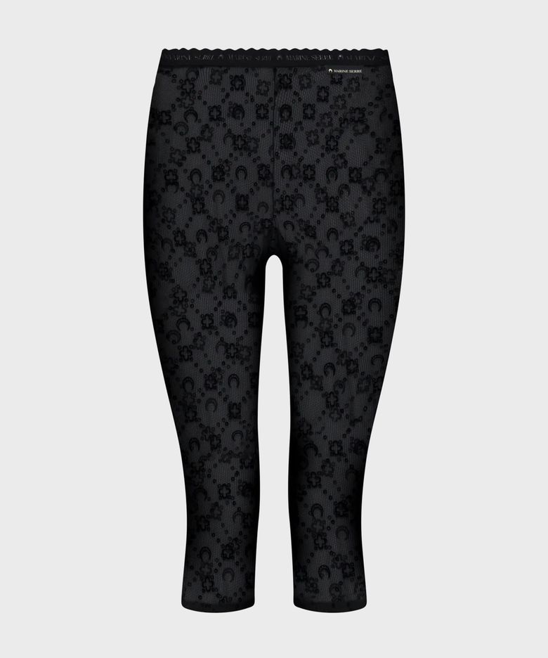 (W) 무노그램 매쉬 플록 카프리 팬츠 블랙 MOONOGRAM MESH FLOCK CAPRI PANTS BK99 BLACK