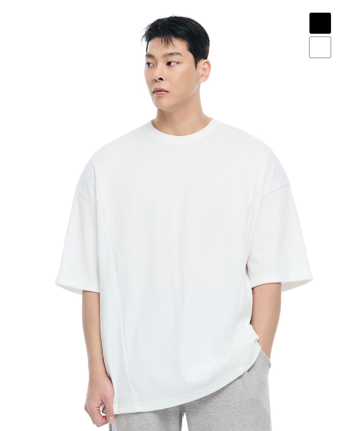 바이젝(BYSEC) 더블메쉬 오버핏 반팔티셔츠_2Color