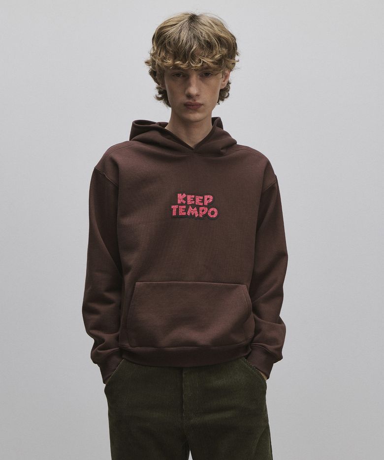 SOFT COTTON HOODIE DARK BROWN