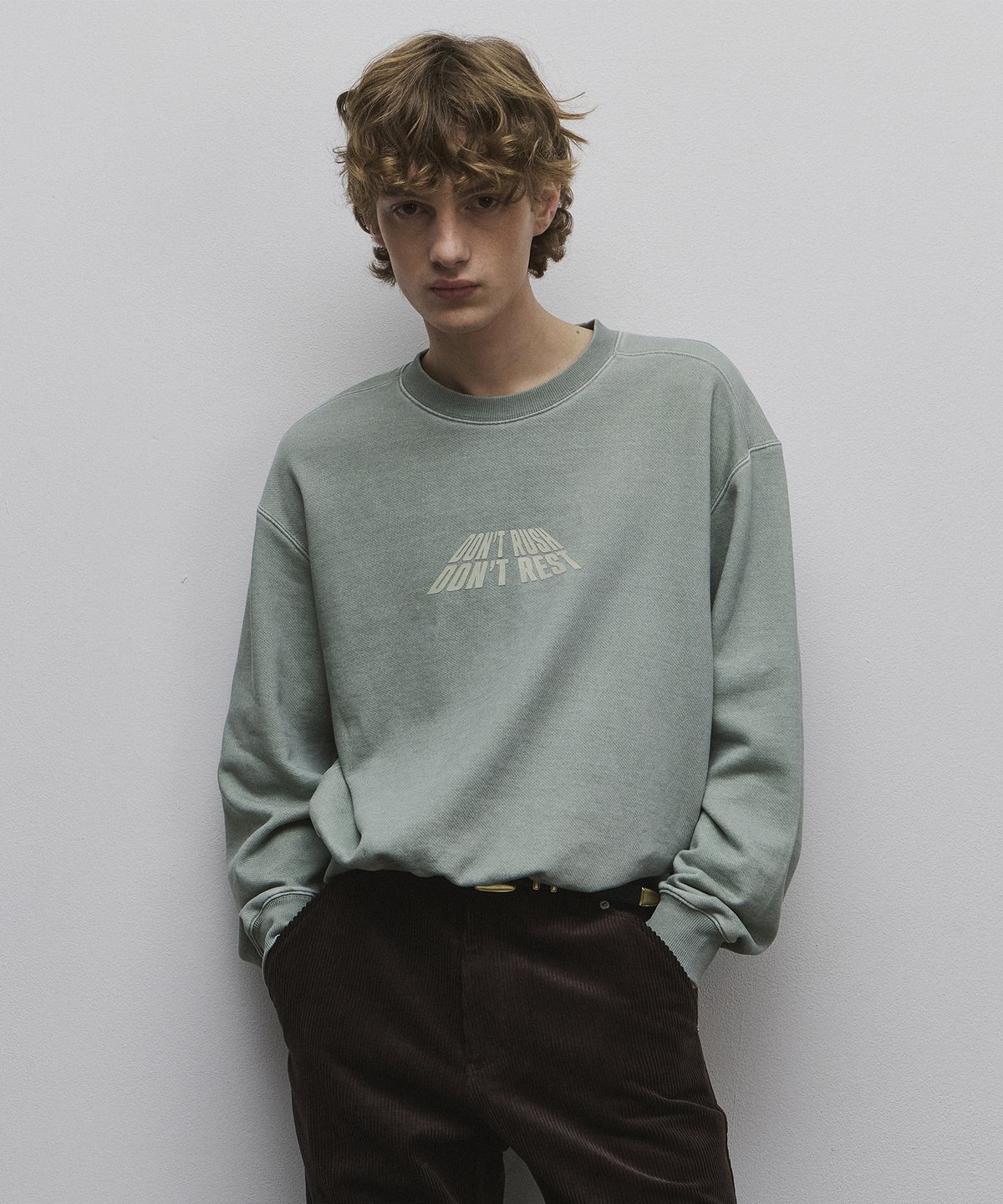롤링스튜디오(ROLLINGSTUDIOS) GARMENT WASHED SWEATSHIRT MISTY SAGE