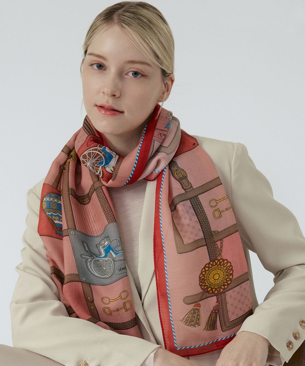 루이까또즈스카프(LOUIS QUATORZE SCARF) 그랑볼리드 울실크 롱 스카프