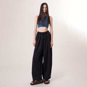 AU52PT39  더블 테크 와이드 팬츠_블랙