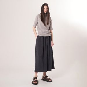 AU52PT33 F 와이드 크롭 팬츠_멜란지그레이