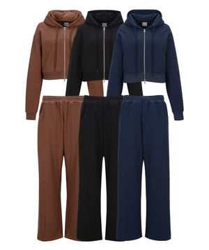 레트로 우먼스 크롭 스웨트 셋업