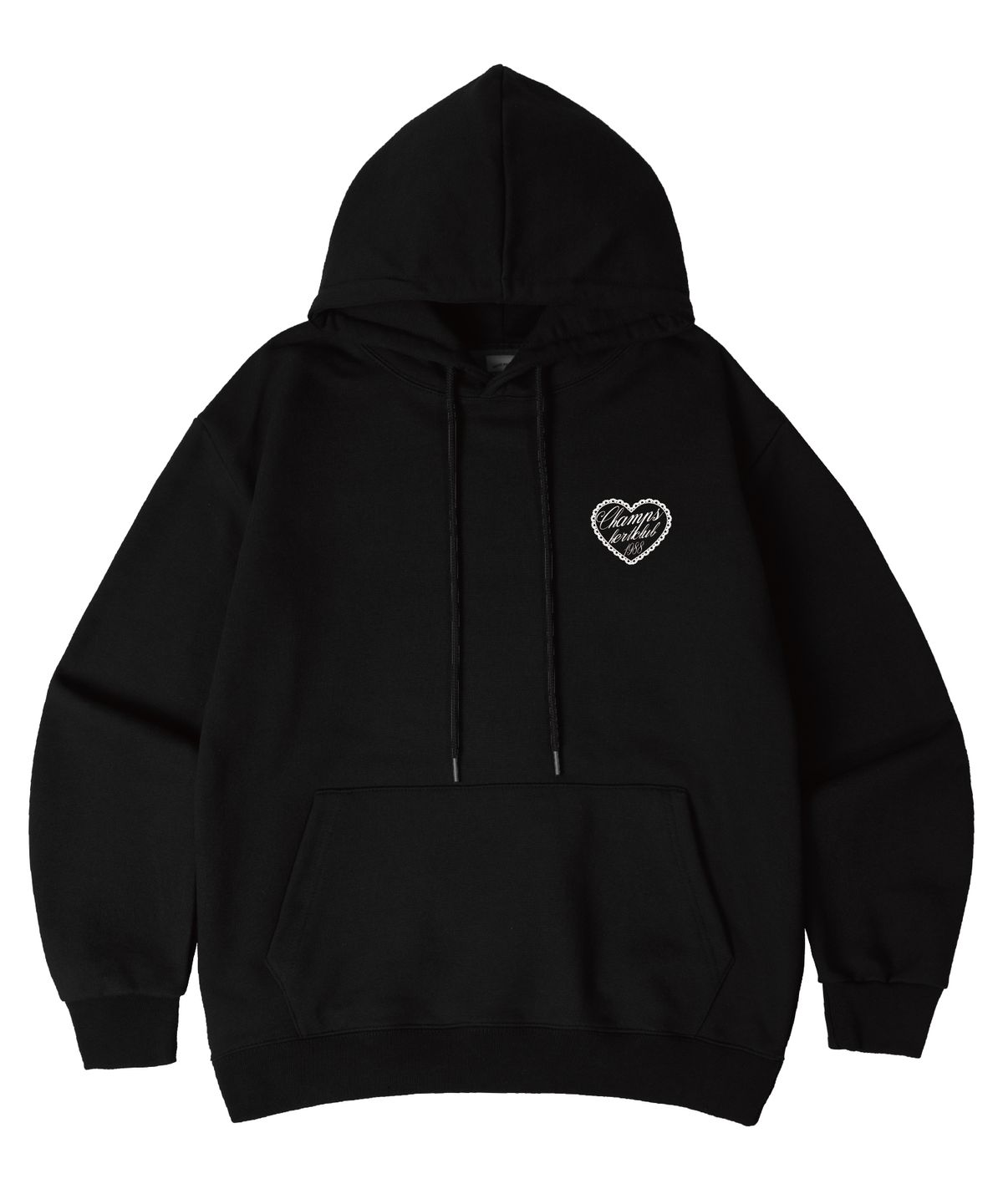 본챔스(BORN CHAMPS) [5 COLORS] LACY HEART CLUB 오버핏 후드 티셔츠 B25FT01 [기모/NO기모]