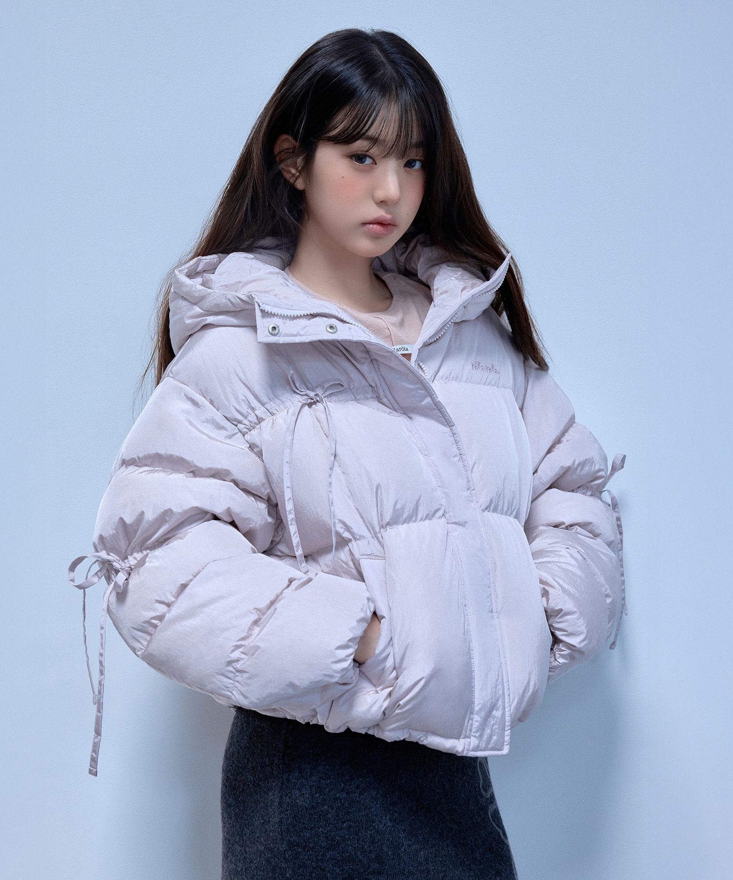 MUSINSA公式 | ROLAROLA RIBBON DOWN SHORT PADDING LAVENDER