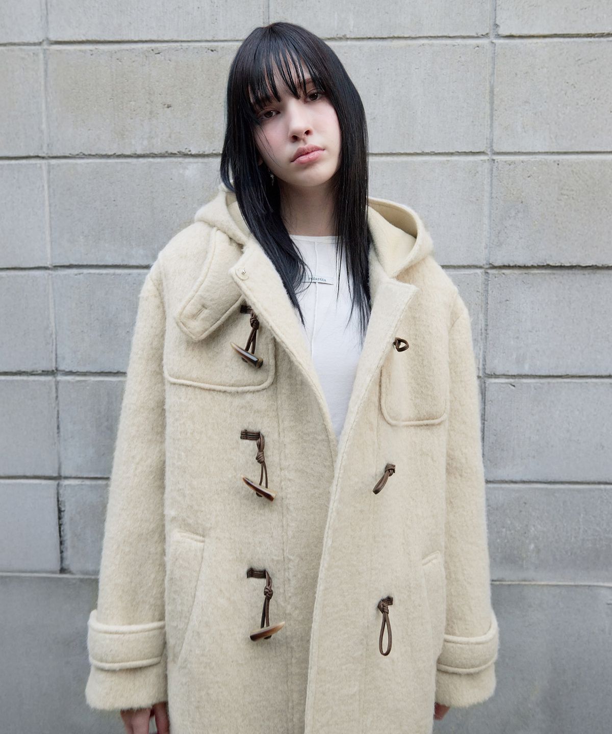 로라로라(ROLAROLA) HOOD DUFFLE HALF COAT LIGHT BEIGE