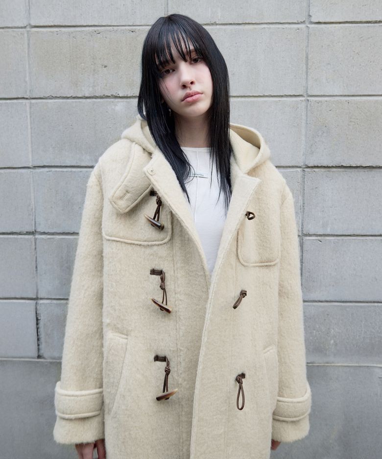 HOOD DUFFLE HALF COAT LIGHT BEIGE