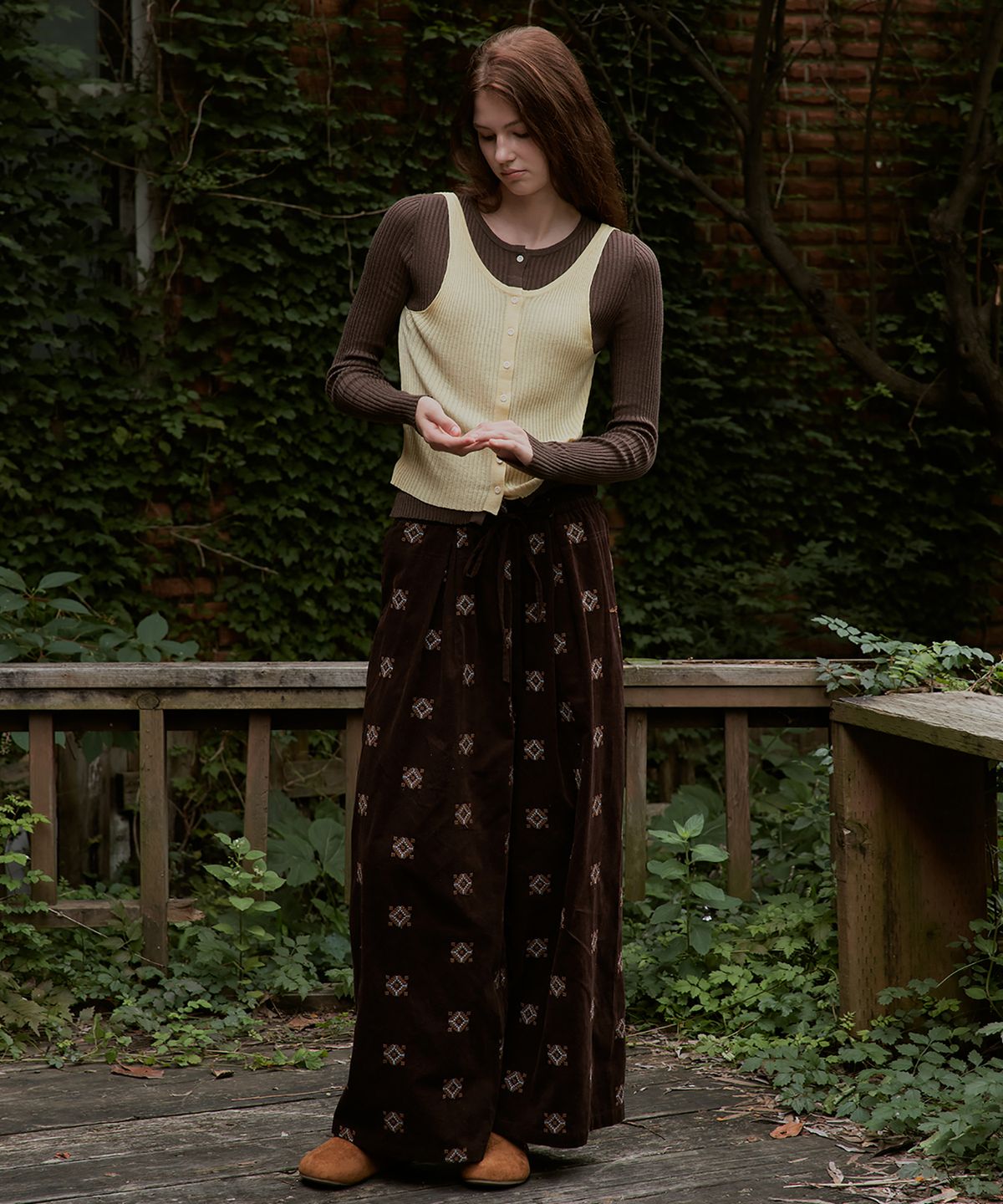 스튜디오앤파르크(STUDIO&PARC) Ethnic Corduroy Wide Pants_Brown