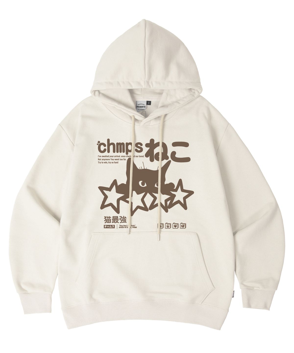 본챔스(BORN CHAMPS) [10 COLORS] CHMPS NEKO 오버핏 후드 티셔츠 B25FT02 [기모/NO기모]