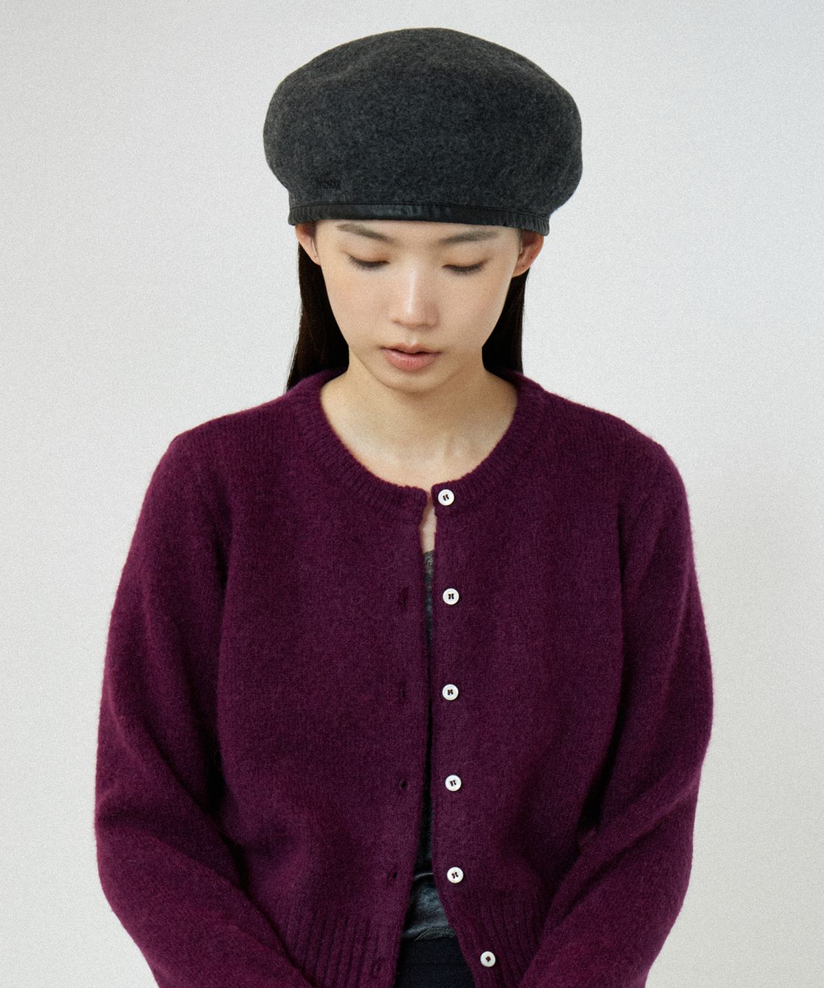 호와스(HOWUS) STRAP WOOL BERET (CHARCOAL)