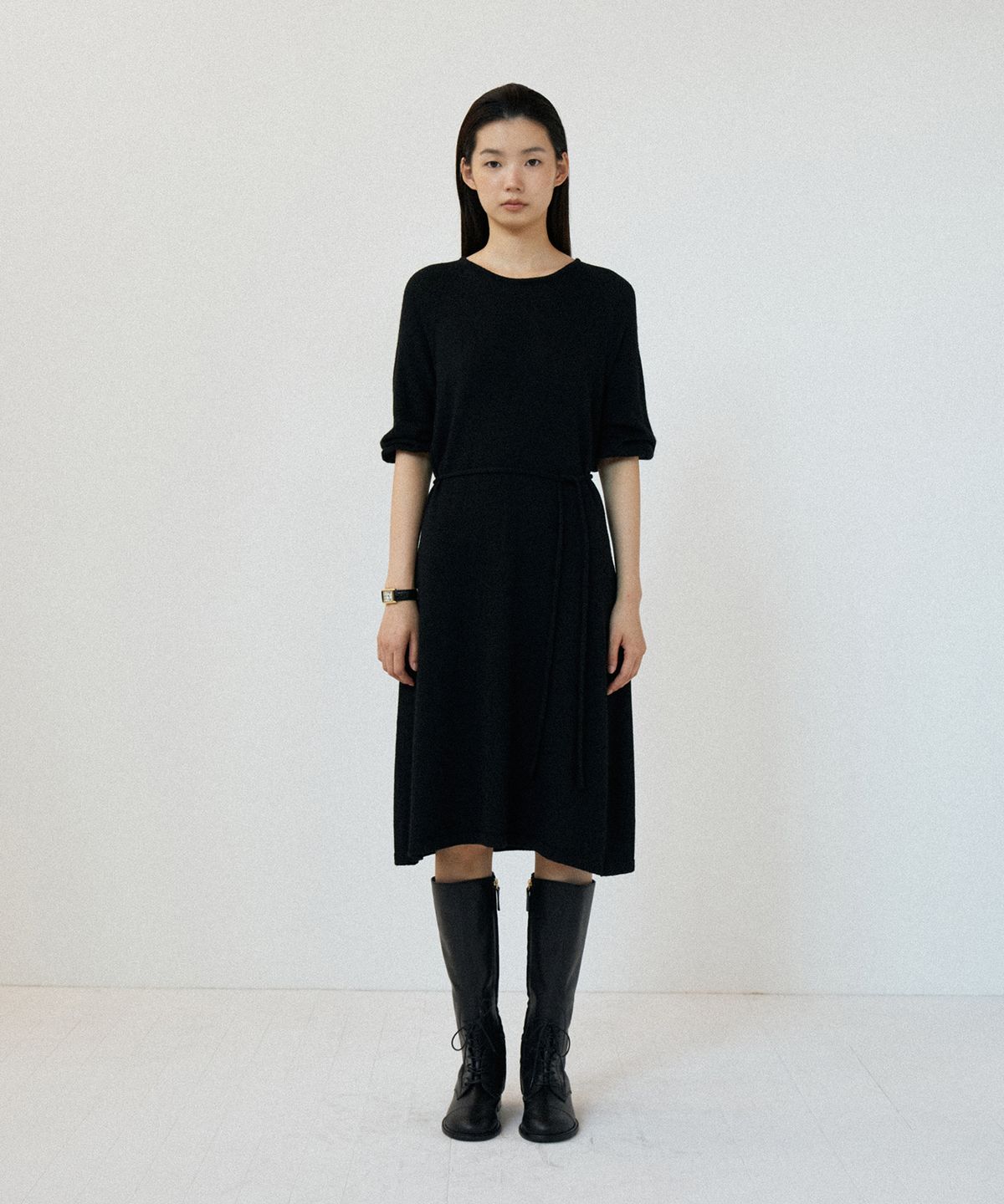 호와스(HOWUS) WOOL KNIT ONE PIECE (BLACK)
