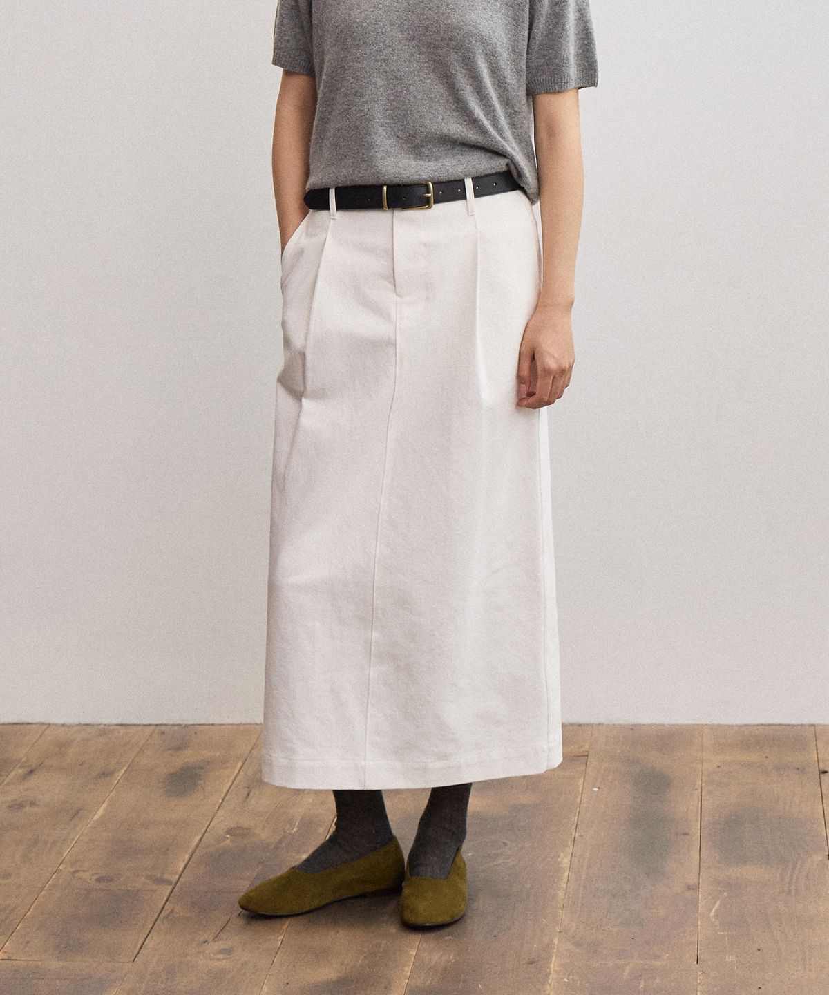 호와스(HOWUS) COTTON HOVER SKIRT (IVORY)