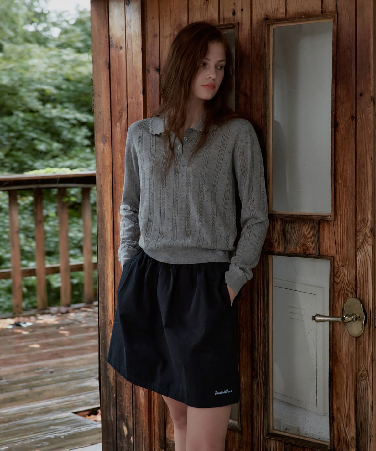 스튜디오앤파르크(STUDIO&PARC) Contrast Waist Skirt with Inner Shorts_Navy