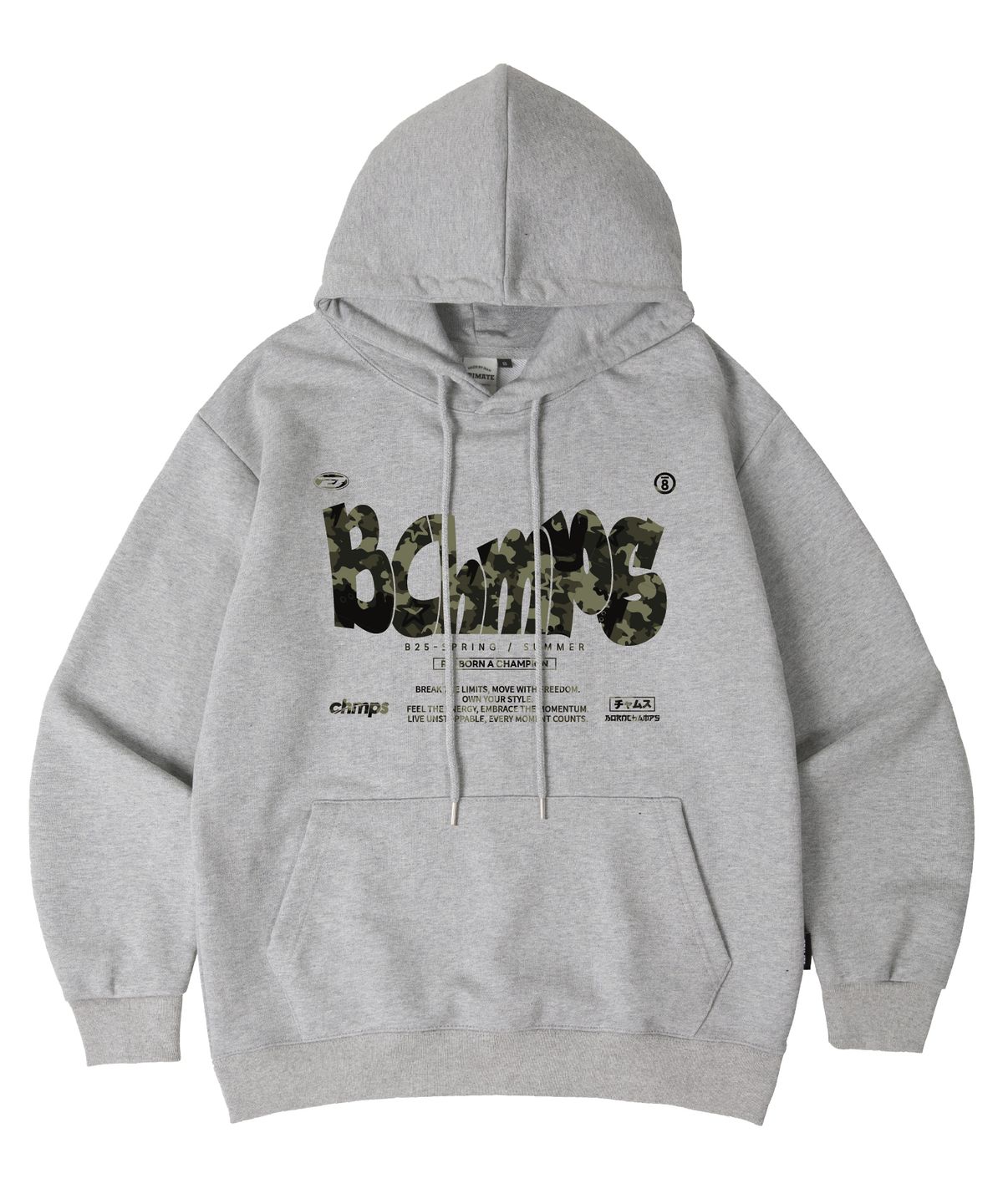 본챔스(BORN CHAMPS) [9 COLORS] BOLD MOTION CAMO 오버핏 후드 티셔츠 B25FT06 [기모/NO기모]