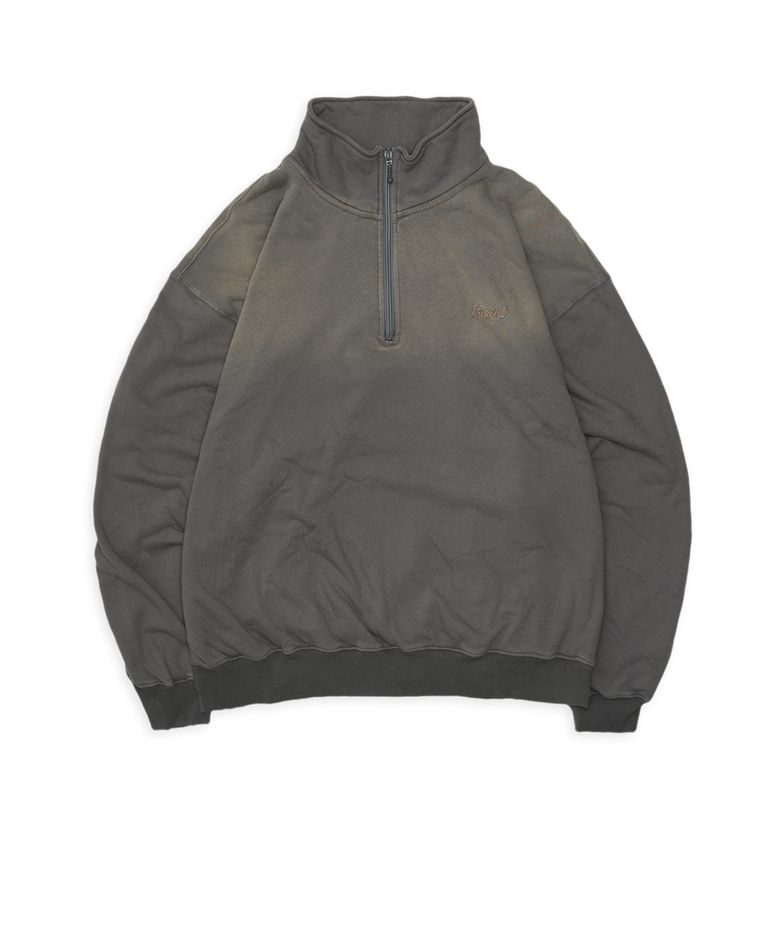 slouchy half-zip up in bleached gray
