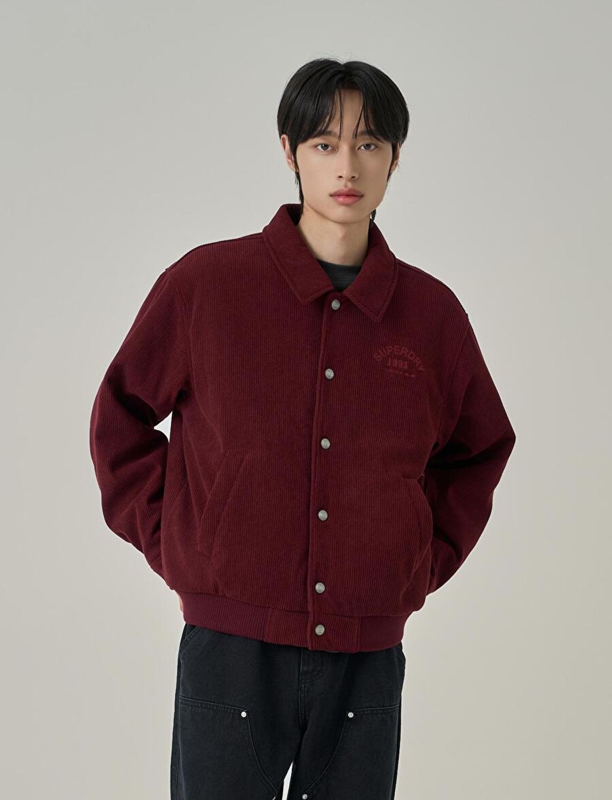 슈퍼드라이(SUPERDRY) 코듀로이 카라 자켓 버건디