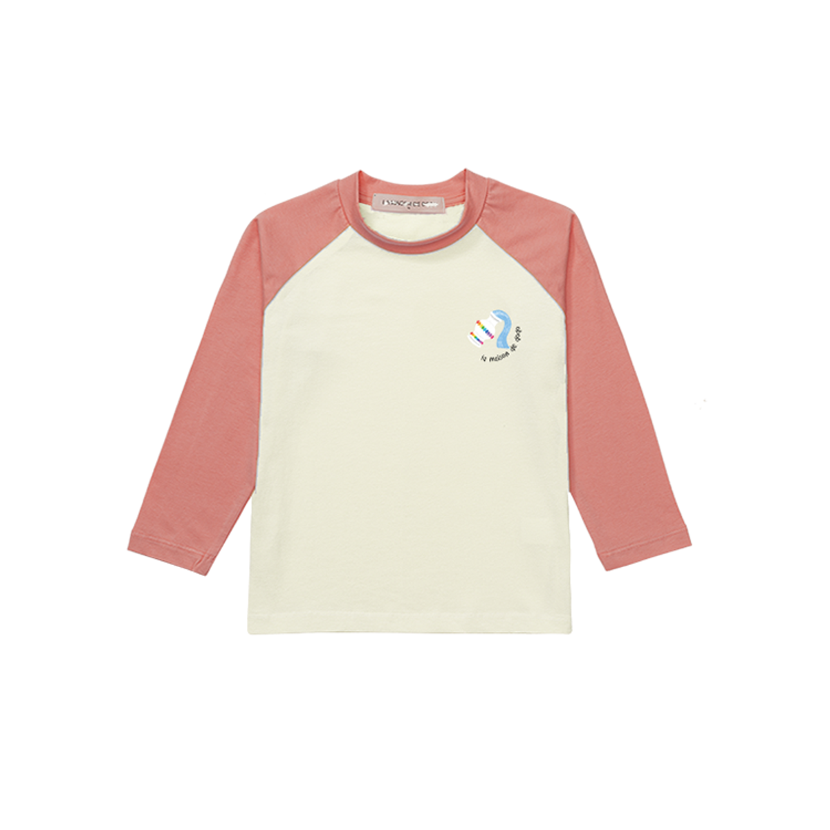 라메종드도도(LA MAISON DE DODO) Color Block T-Shirt with Aquaris ( Lemon Yellow / Baby Pink )_긴팔티셔츠